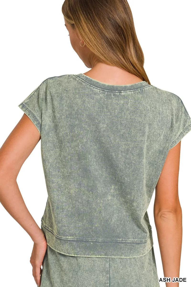 Ash Jade Zenana Premium Cotton Washed Sleeveless Top Shorts Set 4