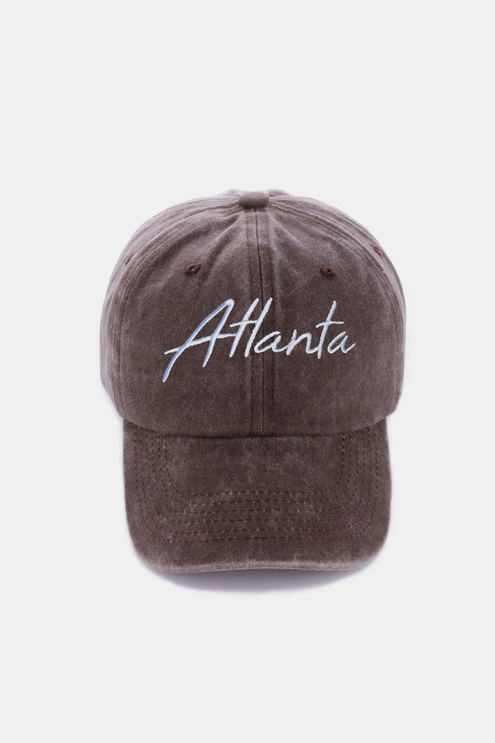 Zenana Washed Atlanta Embroidered Baseball Cap