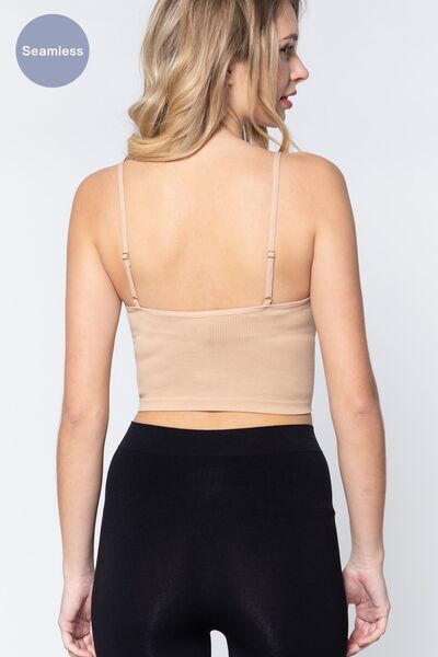 NUDE Active Basic Round Neck Crop Rib Seamless Cami