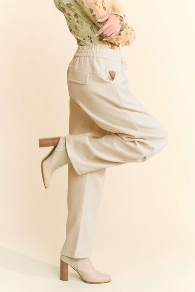 Cream Davi Dani Drawstring Wide Leg Sweatpants 1