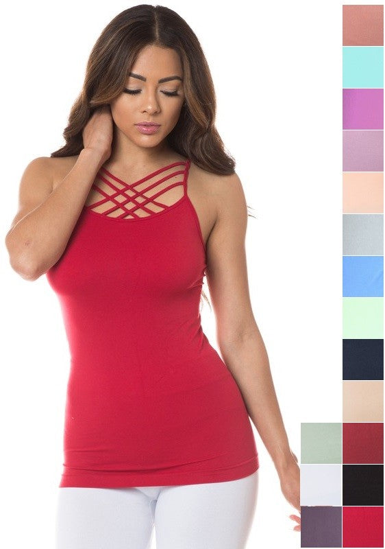 Nude Womens Seamless Triple Criss Cross Front Cami