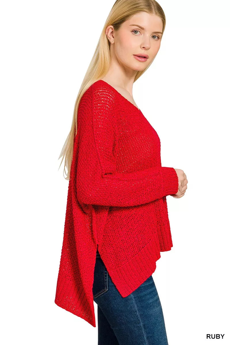 Ruby Zenana Dolman Sleeve V Neck Sweater 2