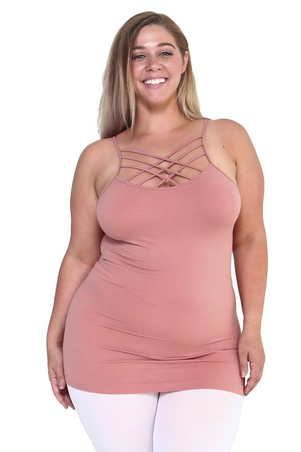 Womens Seamless Triple Criss Cross Front Cami 1