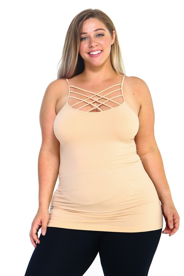 Womens Seamless Triple Criss Cross Front Cami 1