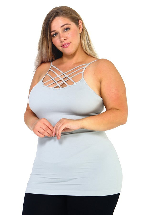 Womens Seamless Triple Criss Cross Front Cami 1
