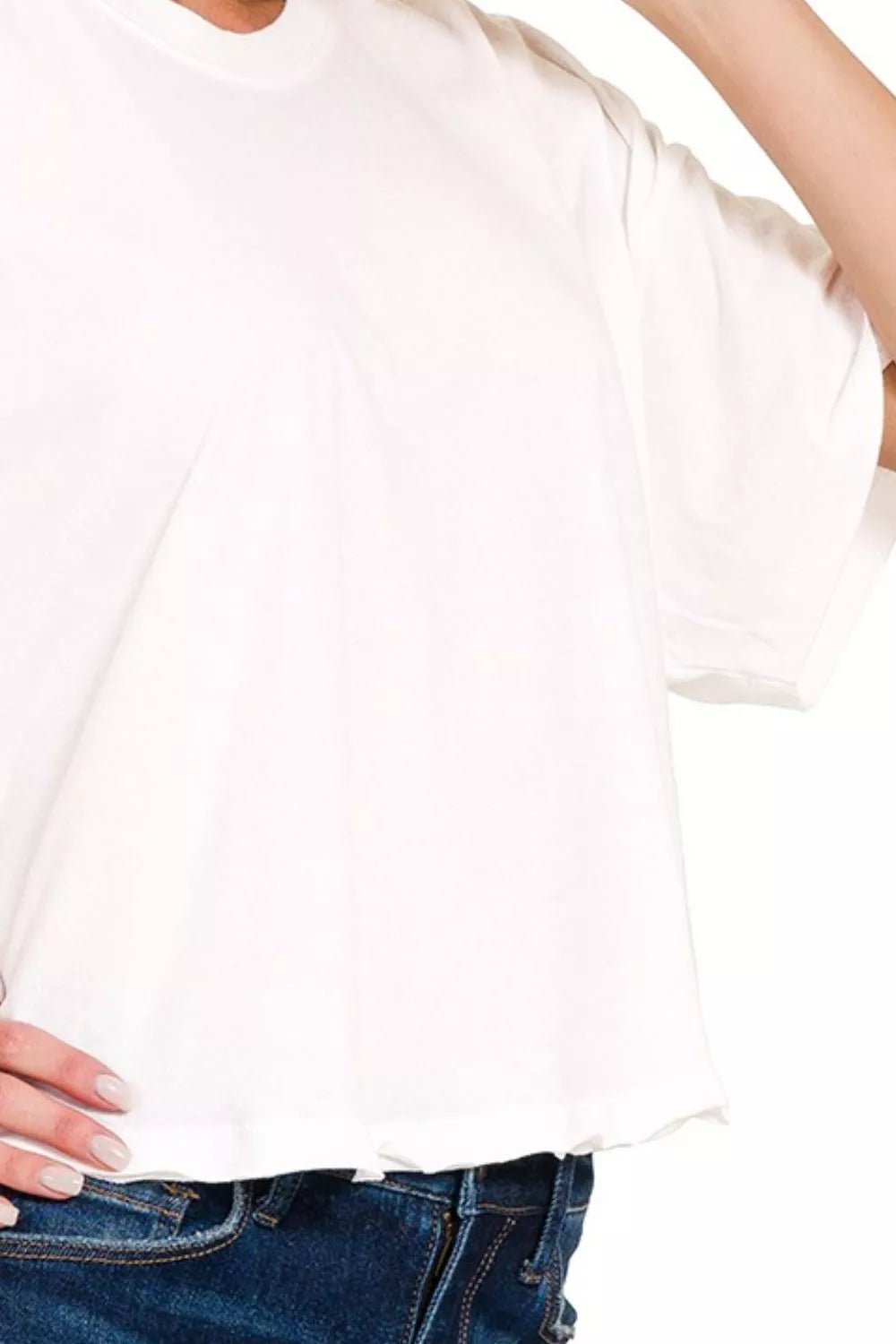 White Zenana Cotton Round Neck Short Sleeve T Shirt