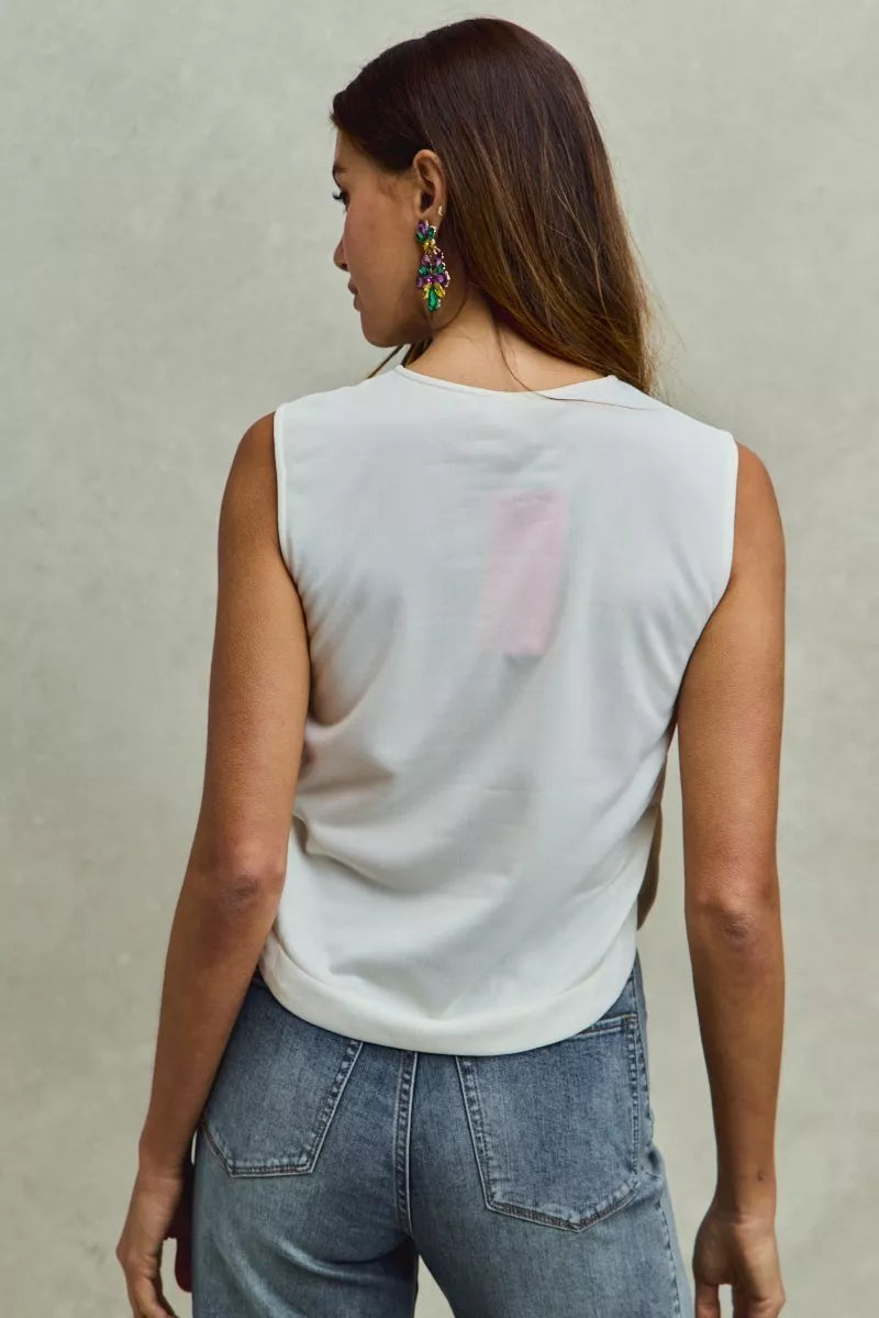 So Me Mardi Gras Fleur De Lis And Ribbon Embroidered Top