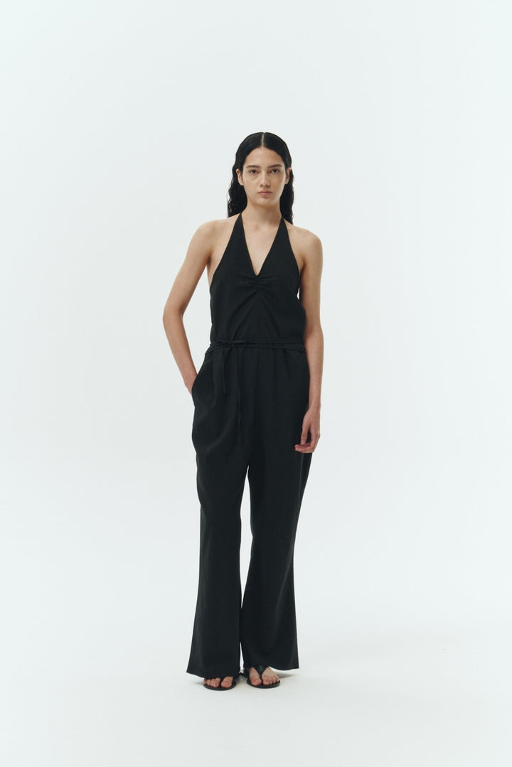 Khaki Gray Daisy Solid Jumpsuit