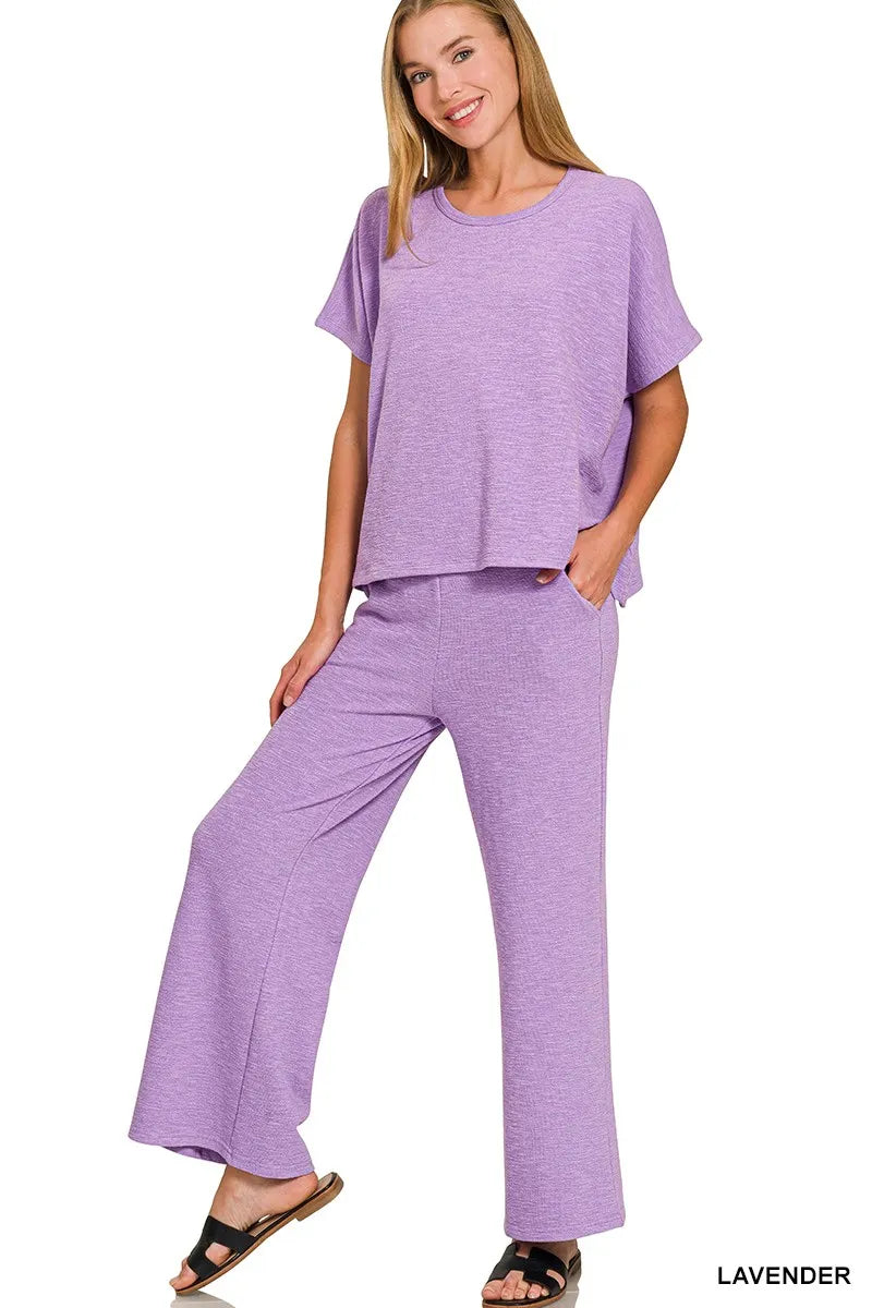 Zenana Cotton Slub Top Pants Set