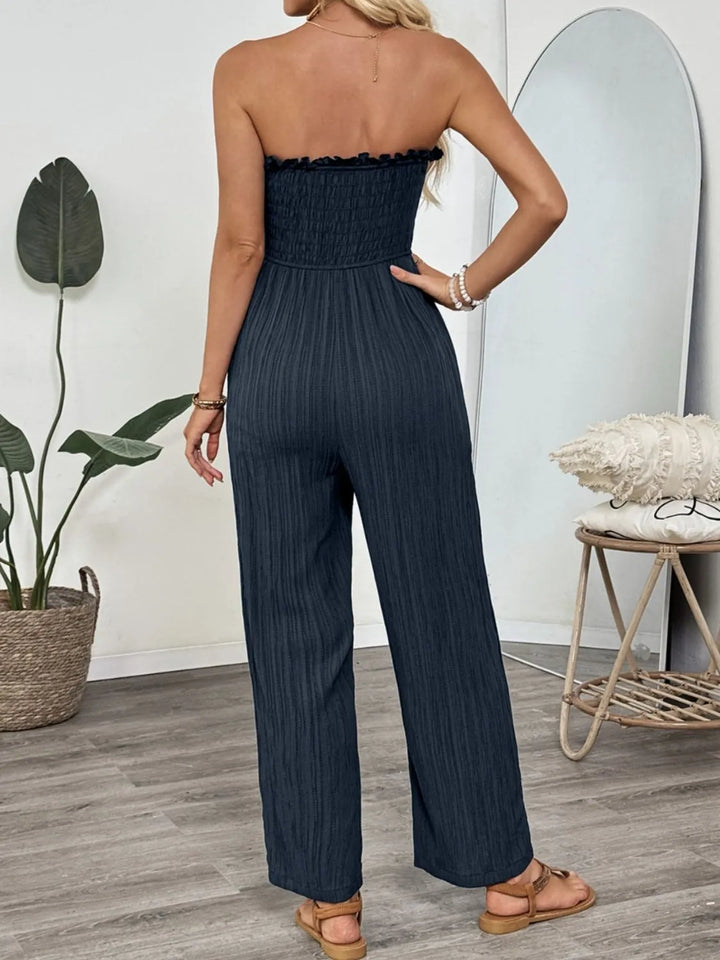 Smocked Tube Wide Leg Jumpsuit 1
