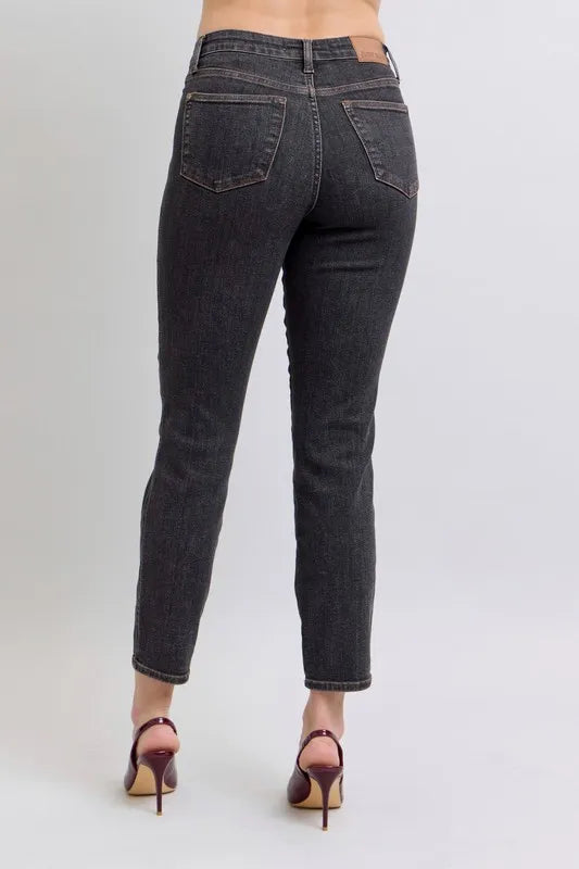 Bk Judy Blue Full Size Mid Rise Tummy Control Slim Jeans Plus Size