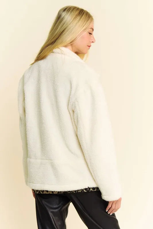 Cream Davi Dani Faux Fur Zip Up Jacket
