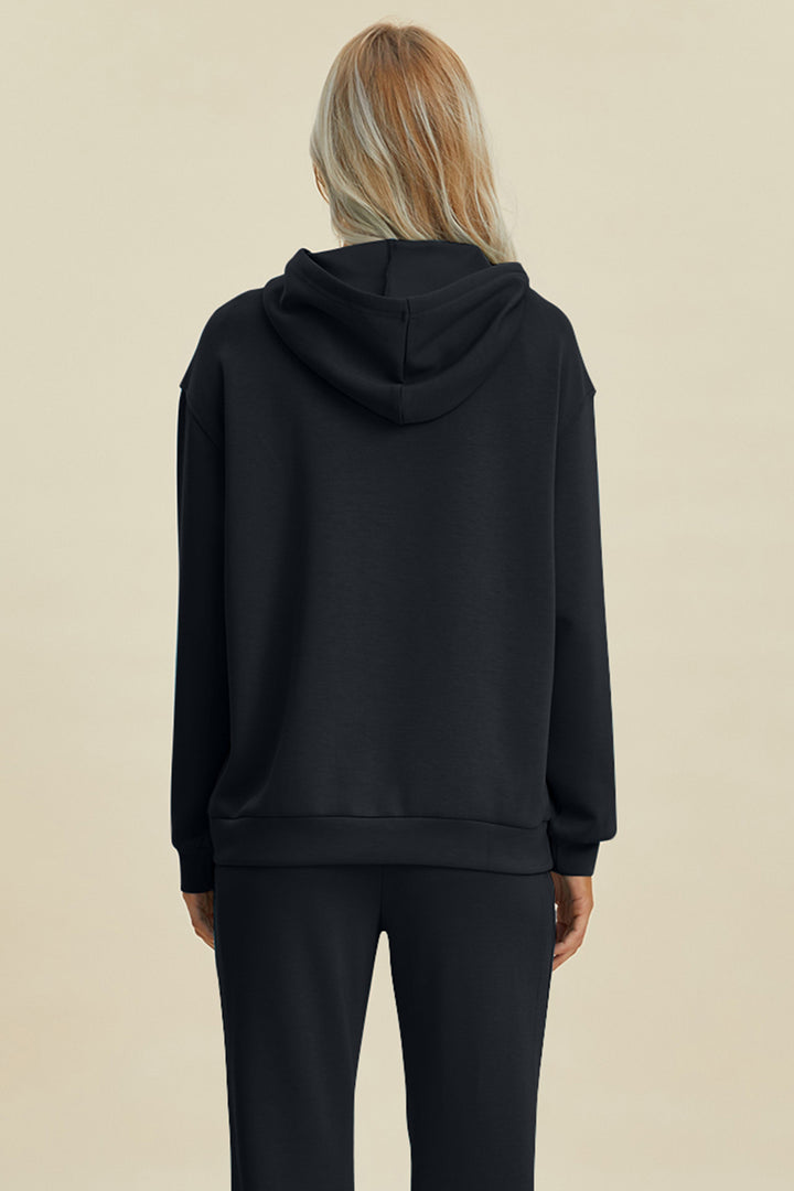 Coral Basic Bae Full Size Air Scuba Drawstring Long Sleeve Hoodie With Kangaroo Pocket