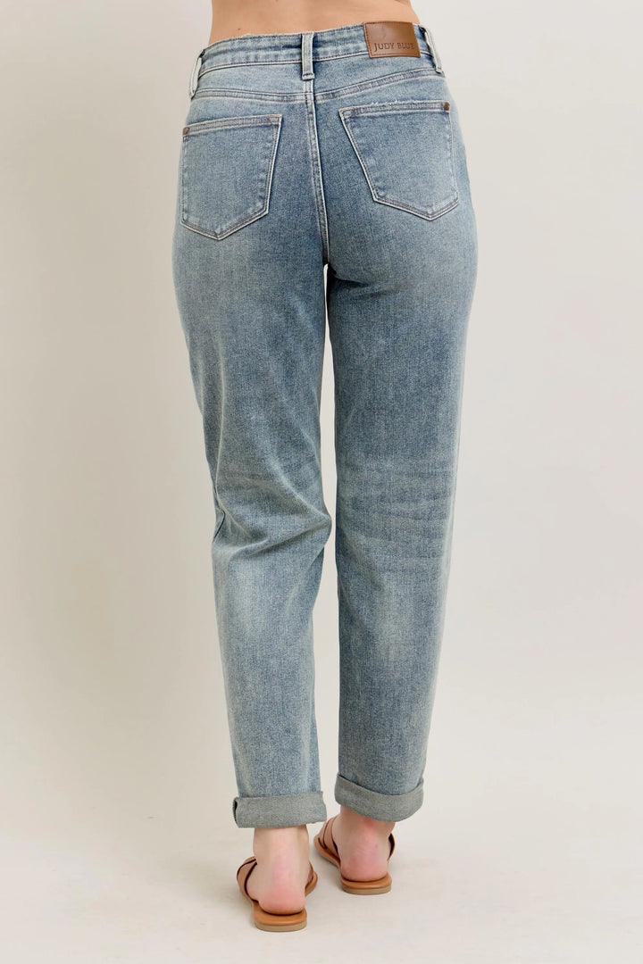 Md Judy Blue Full Size Hw Vintage Wash Double Roll Cuff Bf Jeans Plus Size