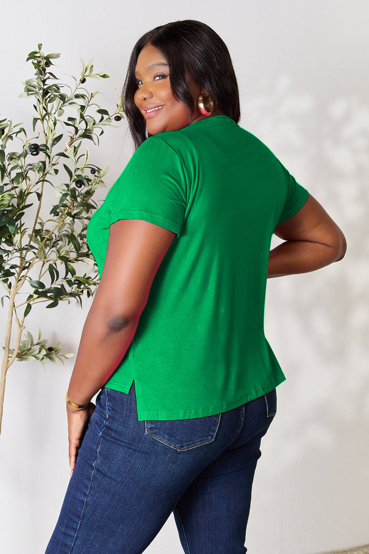 Hot Pink Basic Bae Full Size Round Neck Short Sleeve T Shirt 2