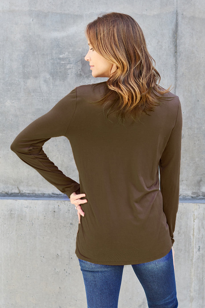 Mocha Basic Bae Full Size Round Neck Long Sleeve Top