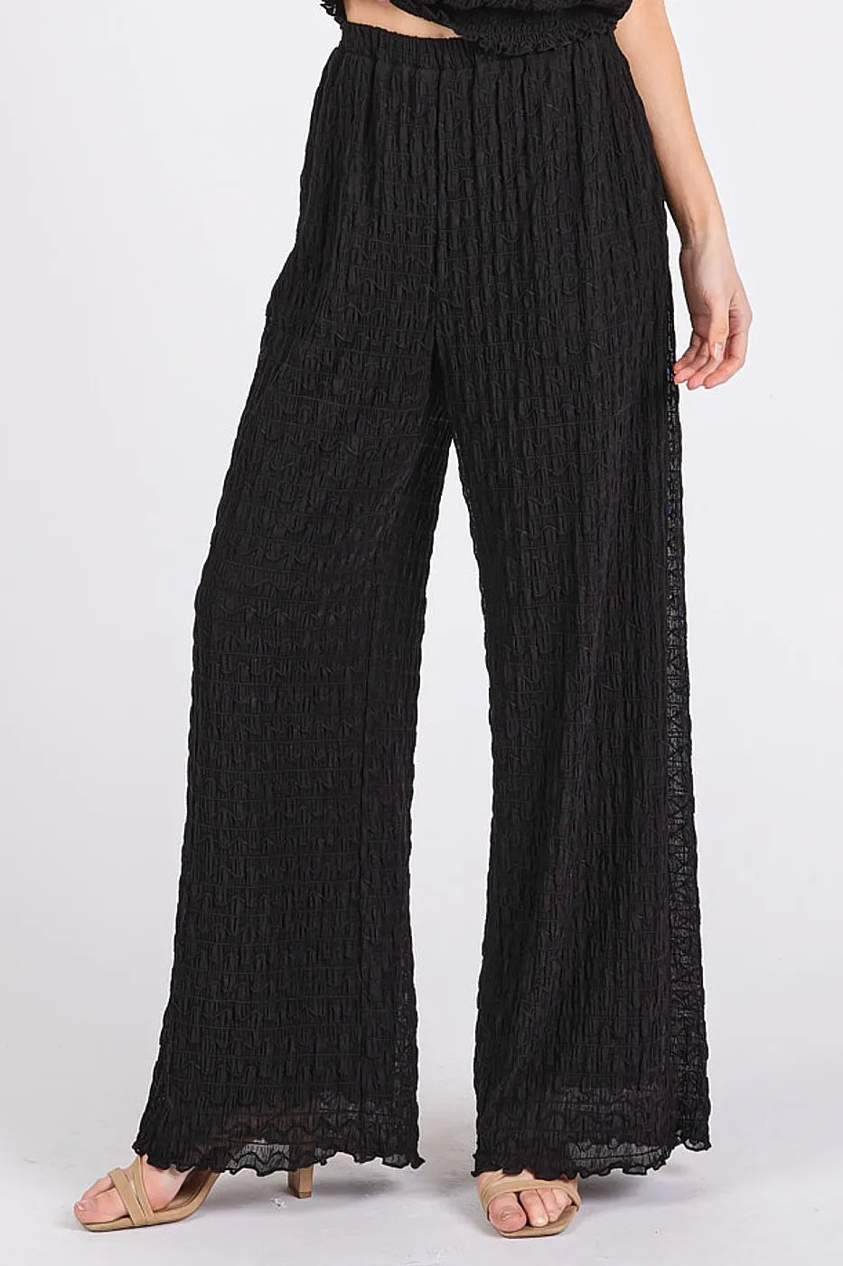 Mittoshop Textured Stretchy Crop Tank And Pants Set