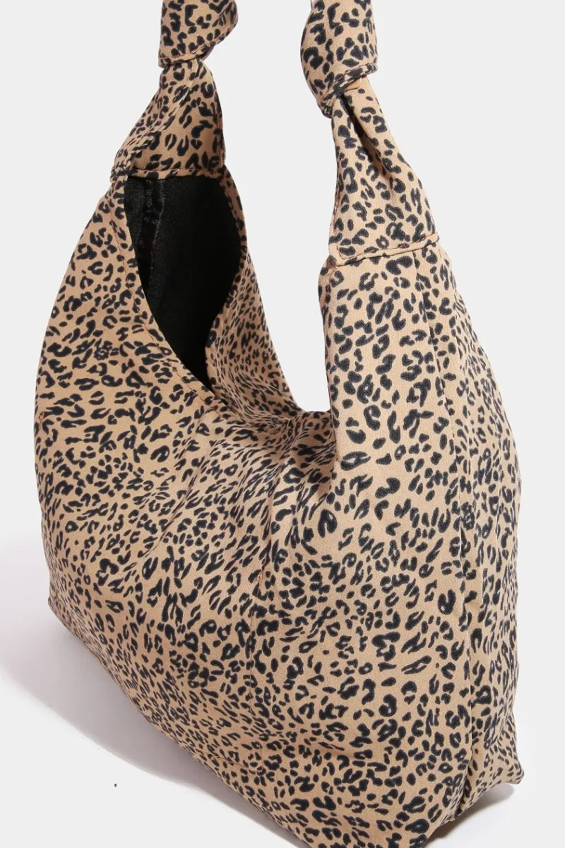 Ivory Fame Leopard Knotted Strap Shoulder Bag