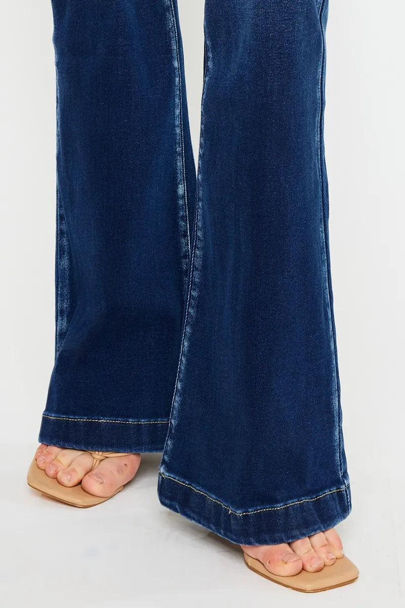 Dark Kancan Button Fly High Rise Flare Jeans