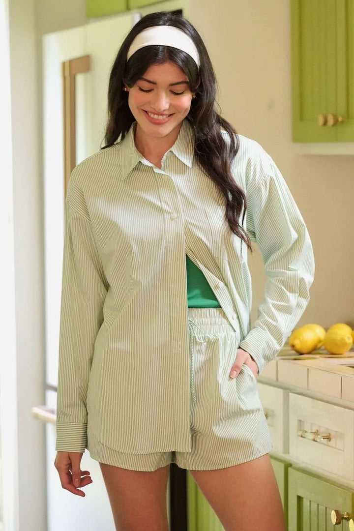 Sage Mittoshop Striped Shirt And Shorts Set