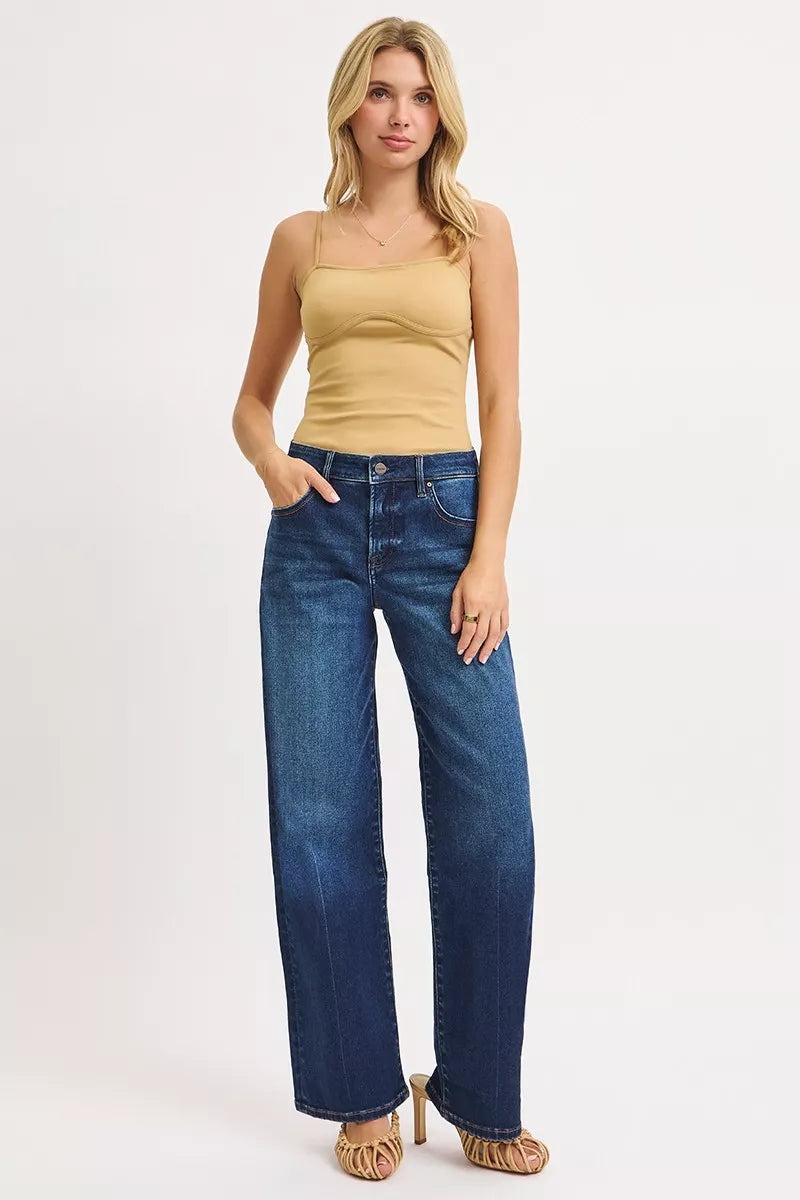 Dark Risen Mid Rise Wide Baggy Jeans