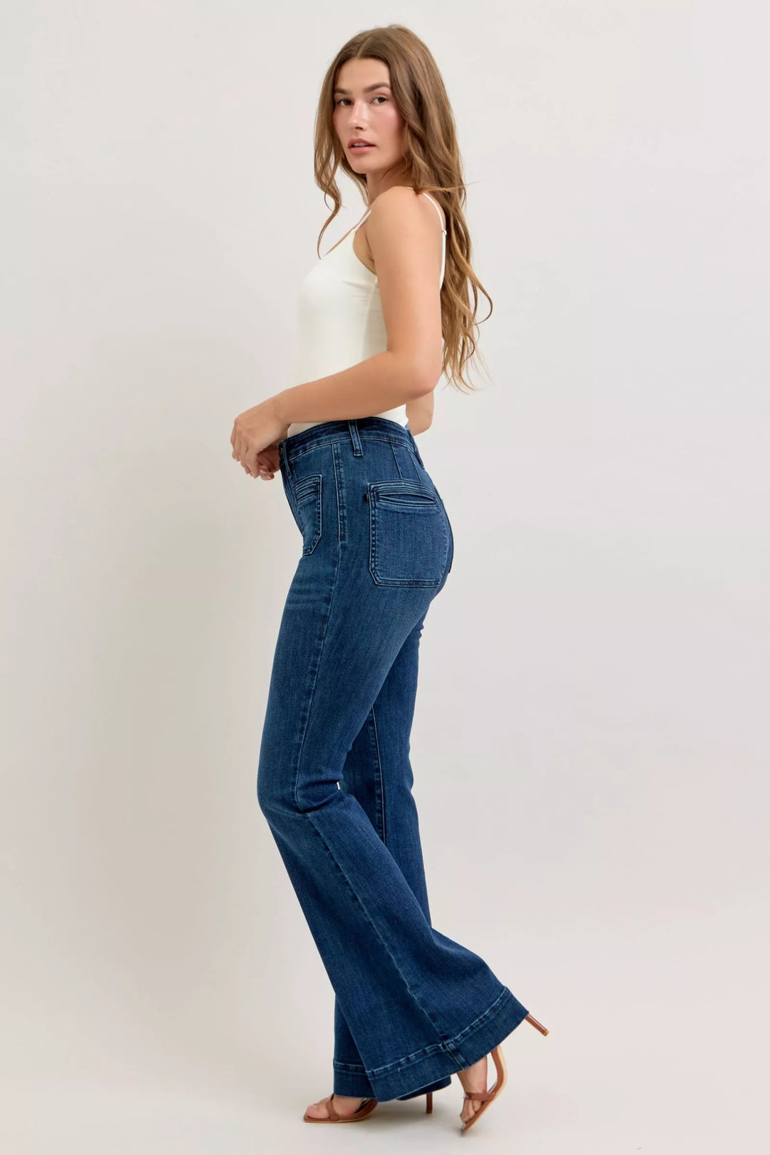 Dk Judy Blue High Waisted Flare Jeans With Front Pockets