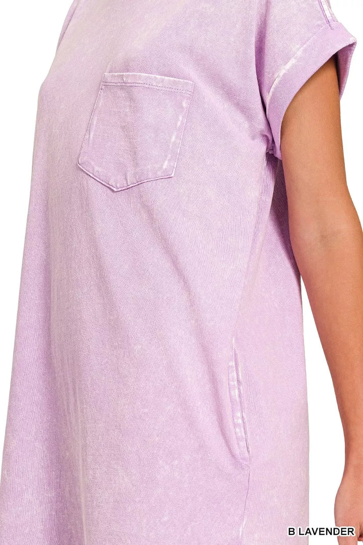Zenana Premium Cotton Washed T Shirt Dress 1