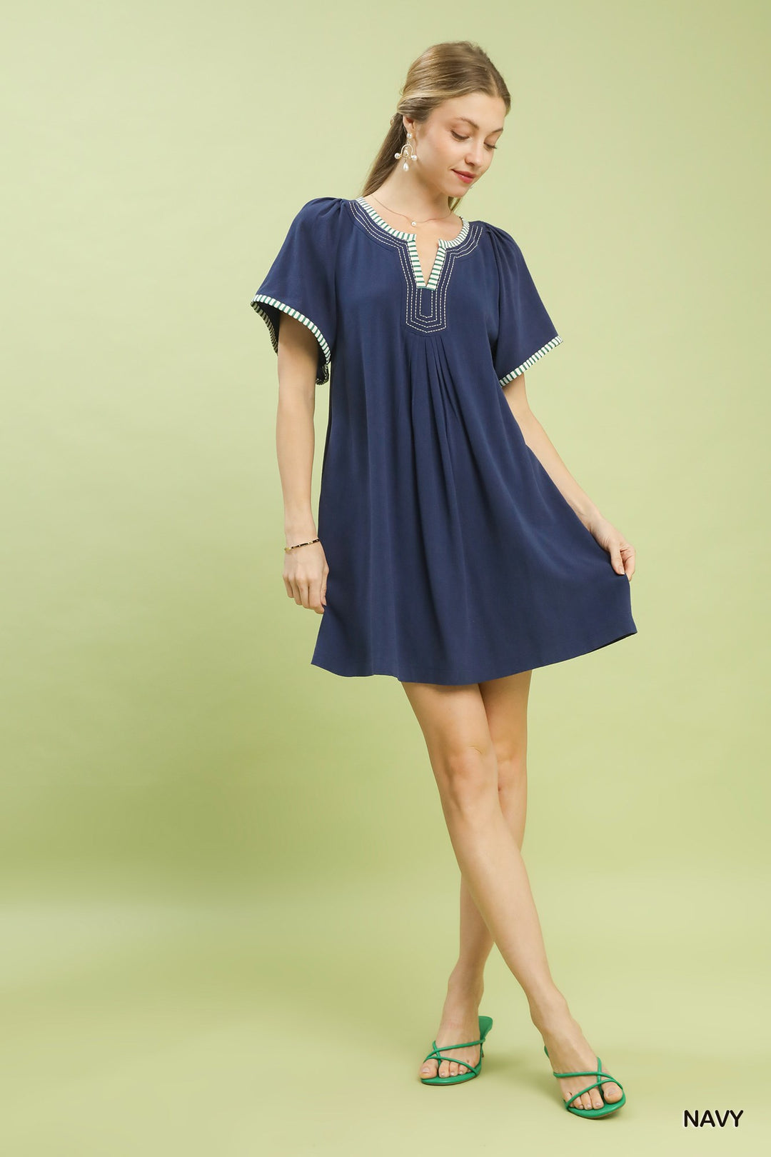 Umgee Linen Trim Tunic Dress 1