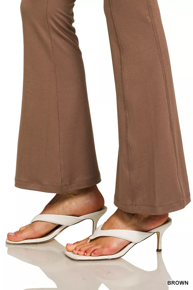 Zenana Brushed Dty Microfiber Flare Pants 1