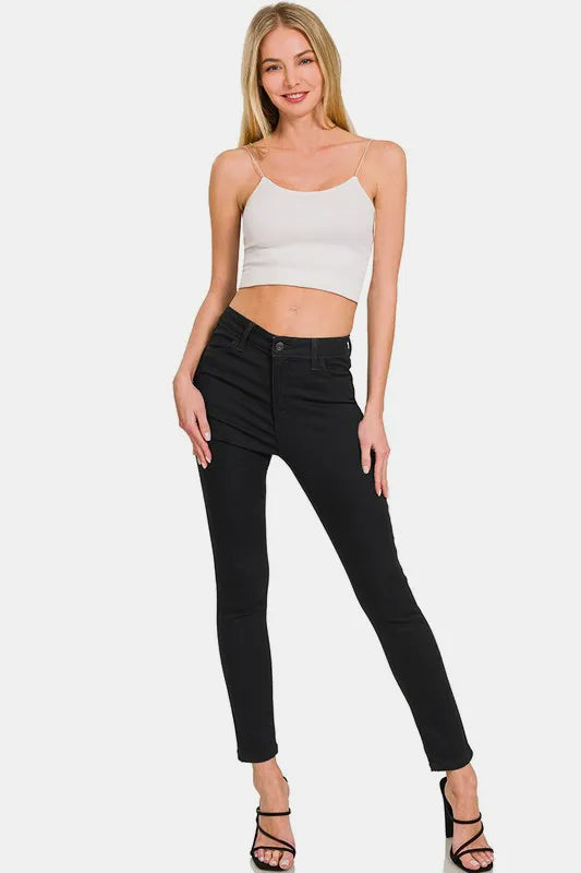Black Zenana High Rise Skinny Jeans With Pockets