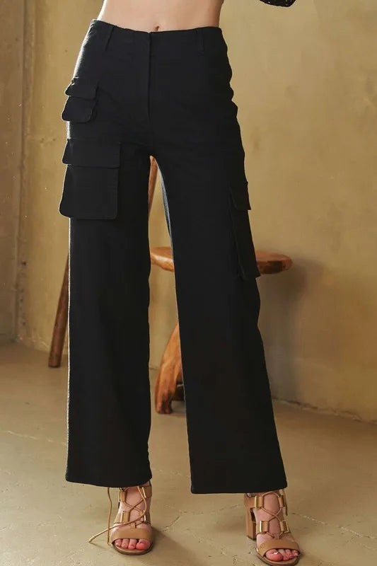 Davi Dani Flap Pocket Mid Rise Cargo Pants