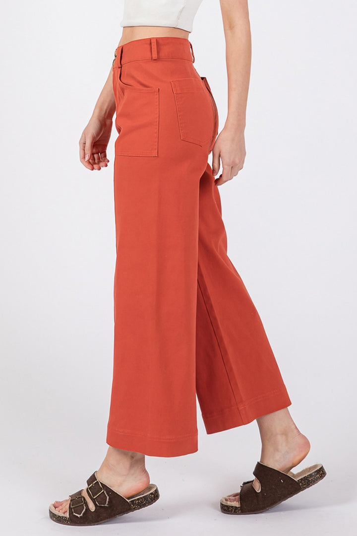 Cinnamon Sage Fig Wide Leg Cropped Pants 1