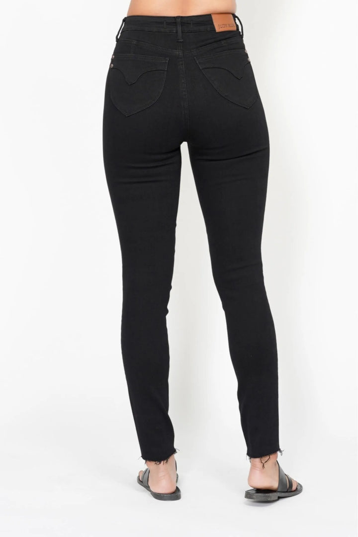 Black Judy Blue Full Size High Waisted Tummy Control Shield Pockets Skinny Jeans Plus Size