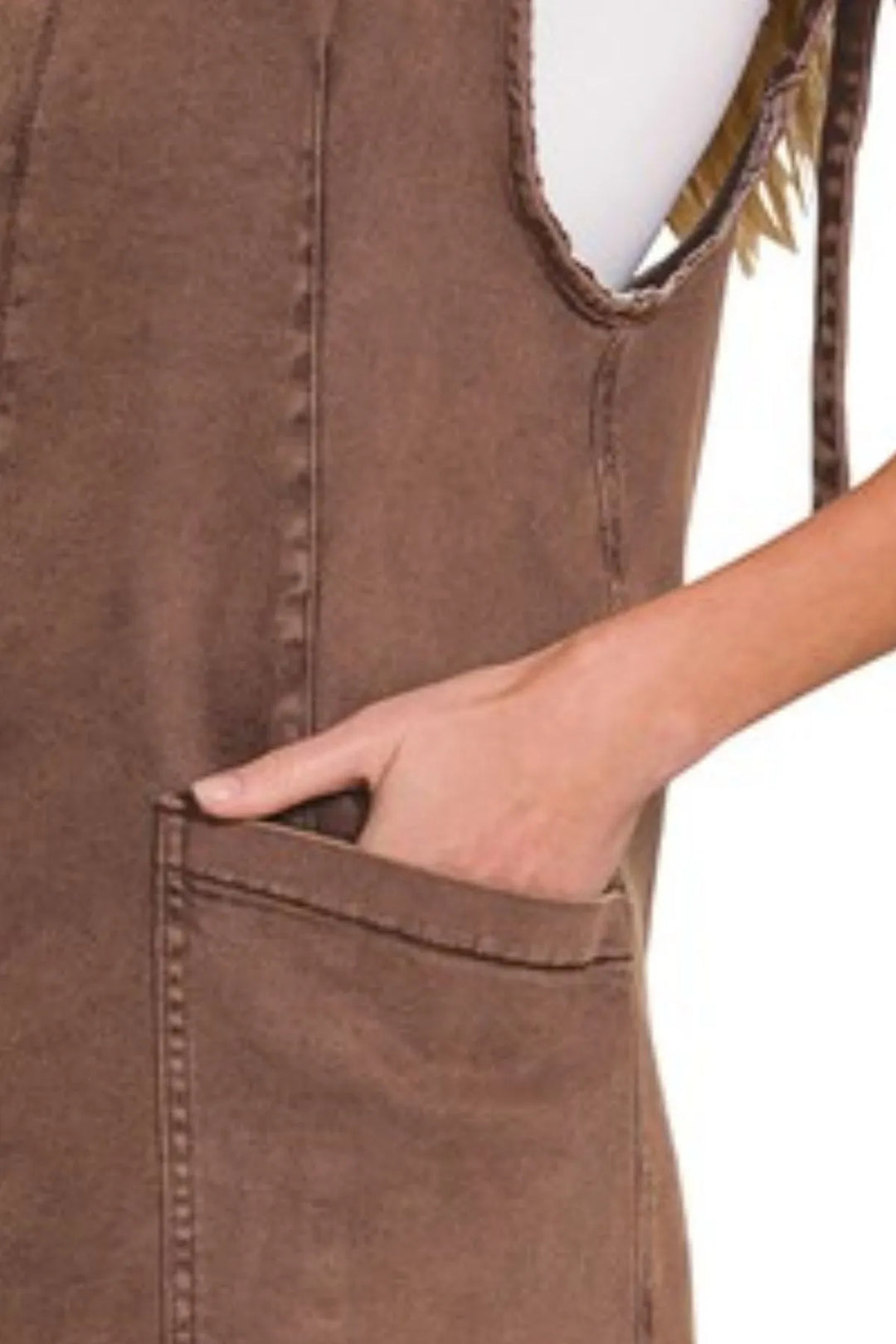 Mahogany Zenana Washed Adjustable Strap Denim Overall Dress 1