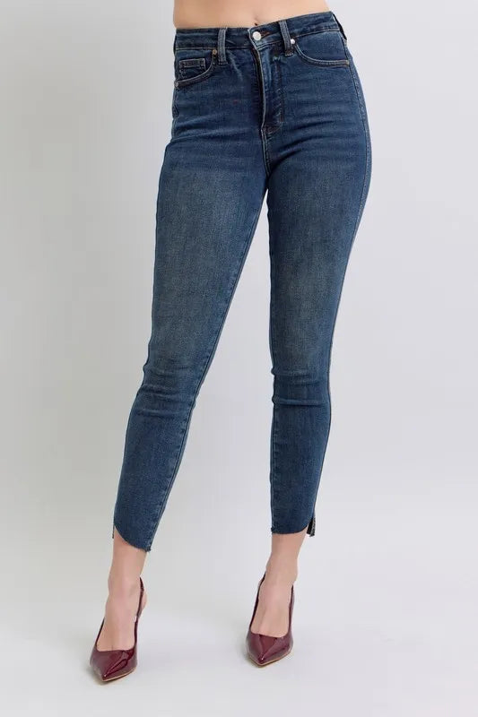 Dk Judy Blue Full Size High Waist Tummy Control Step Hem Skinny Jeans Plus Size