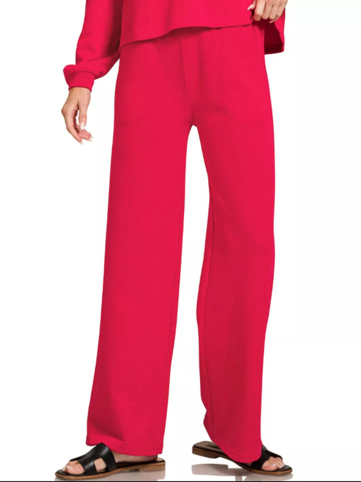 Ruby Zenana French Rib Pullover And Pants Set