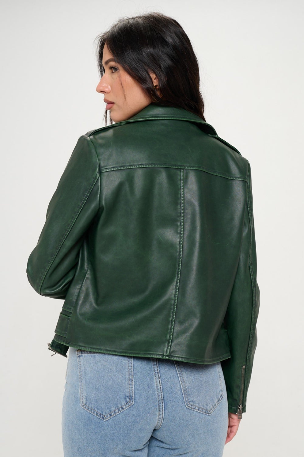 Green Coalition La Zip Up Biker Jacket With Belt