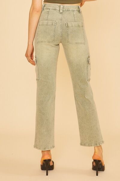 Sage Annie Wear Straight Leg Jeans With Cargo Pockets 1