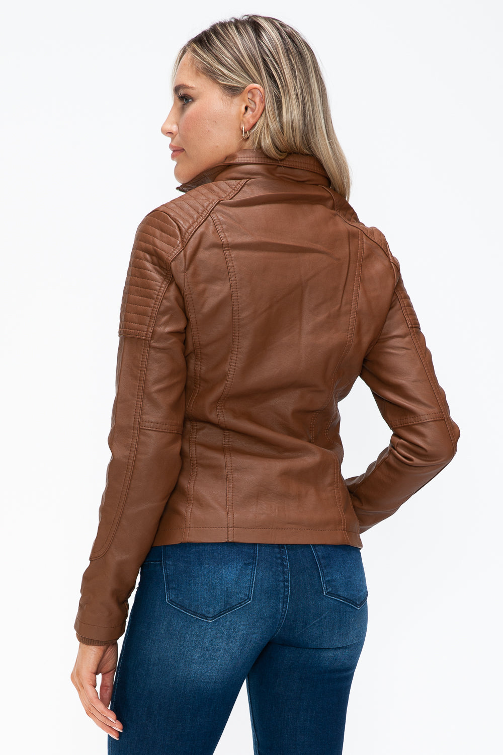 Ymi Removable Faux Layered Multi Pocket Jacket With Fuzzy Hood 2