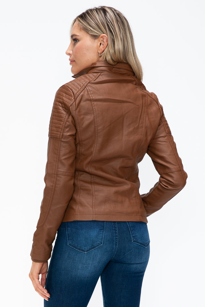 Ymi Removable Faux Layered Multi Pocket Jacket With Fuzzy Hood 2