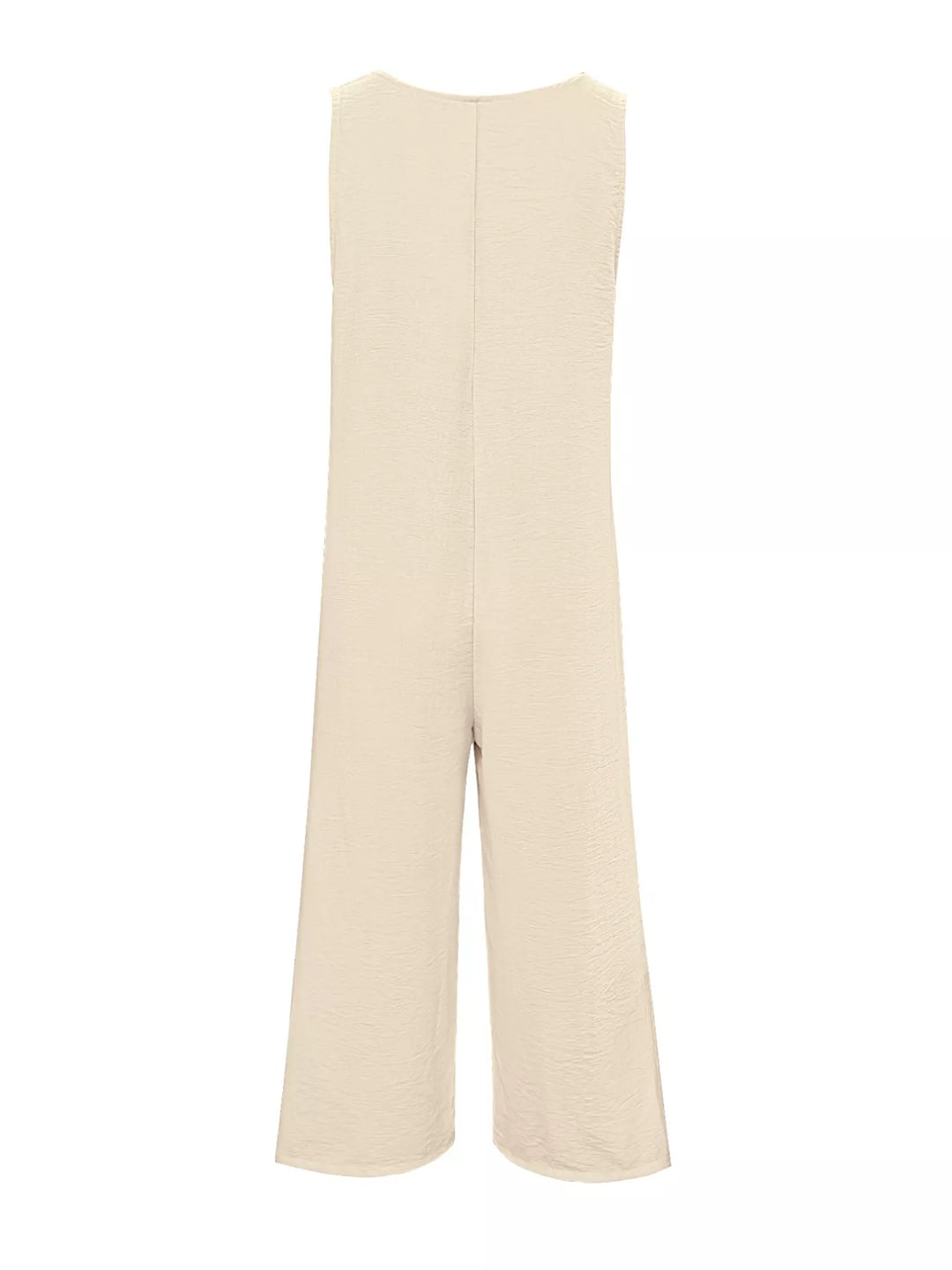 Sleeveless Button Front Wide Leg Jumpsuit