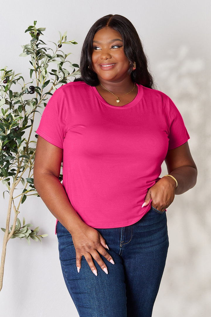 Dusty Blue Basic Bae Full Size Round Neck Short Sleeve T Shirt 2