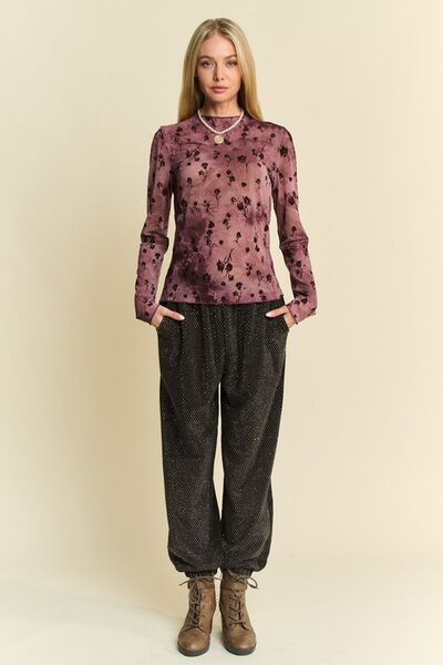 Davi Dani Rhinestone Elastic Waist Joggers