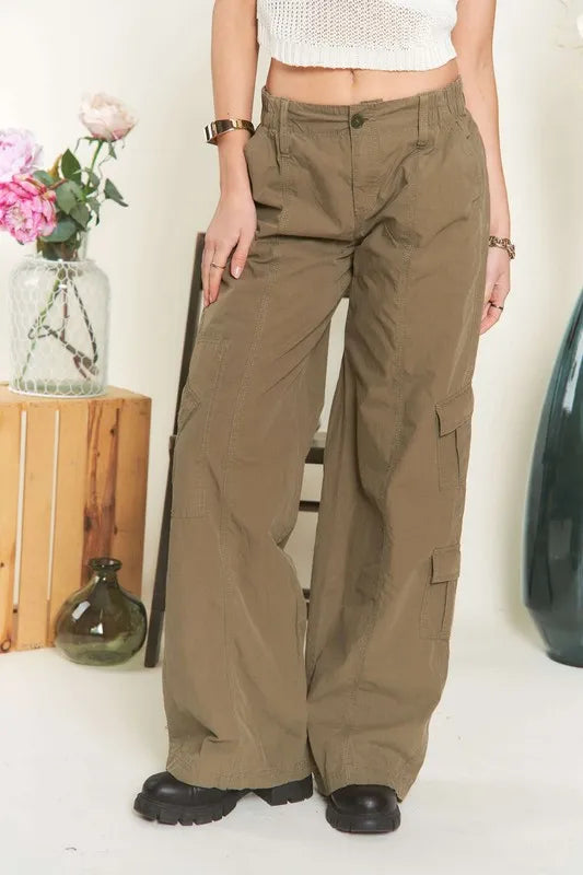 Olive Adora Low Rise Casual Cargo Pants 1