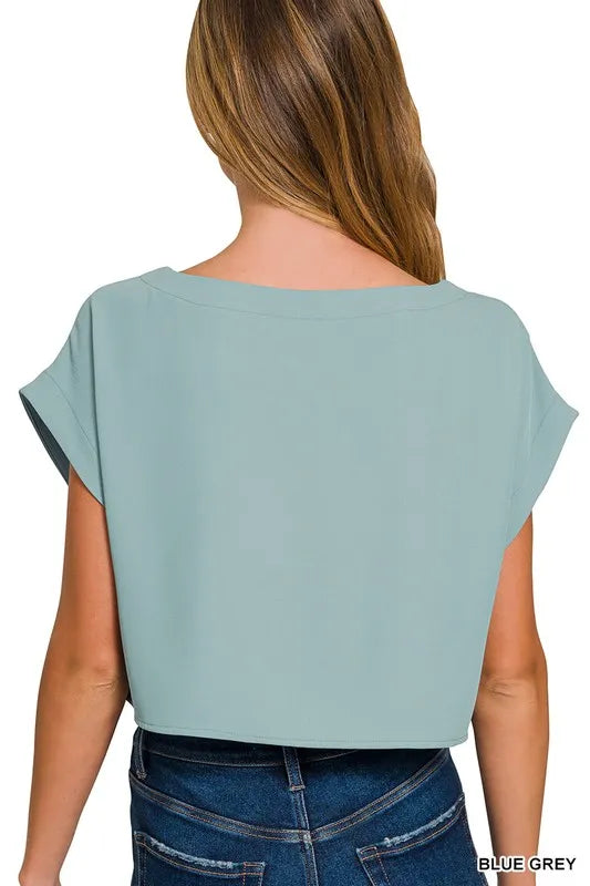 Zenana Heavy Woven Span Crop Tee Skirt Set 6