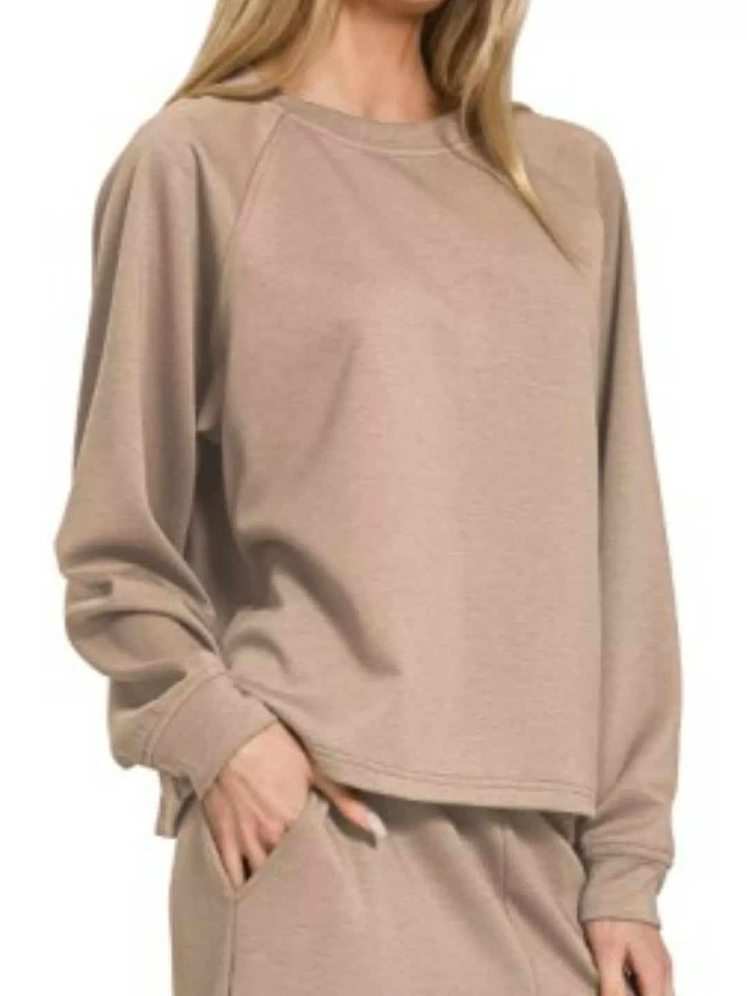 Cocoa Zenana Scuba Crewneck Sweatshirt And Pants Set 2