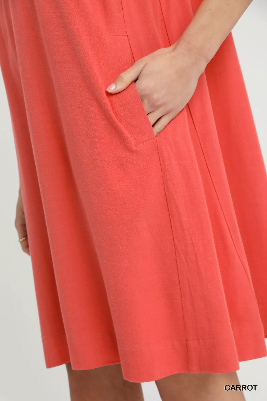 Umgee Linen Flutter Sleeve Shift Dress With Pockets 1