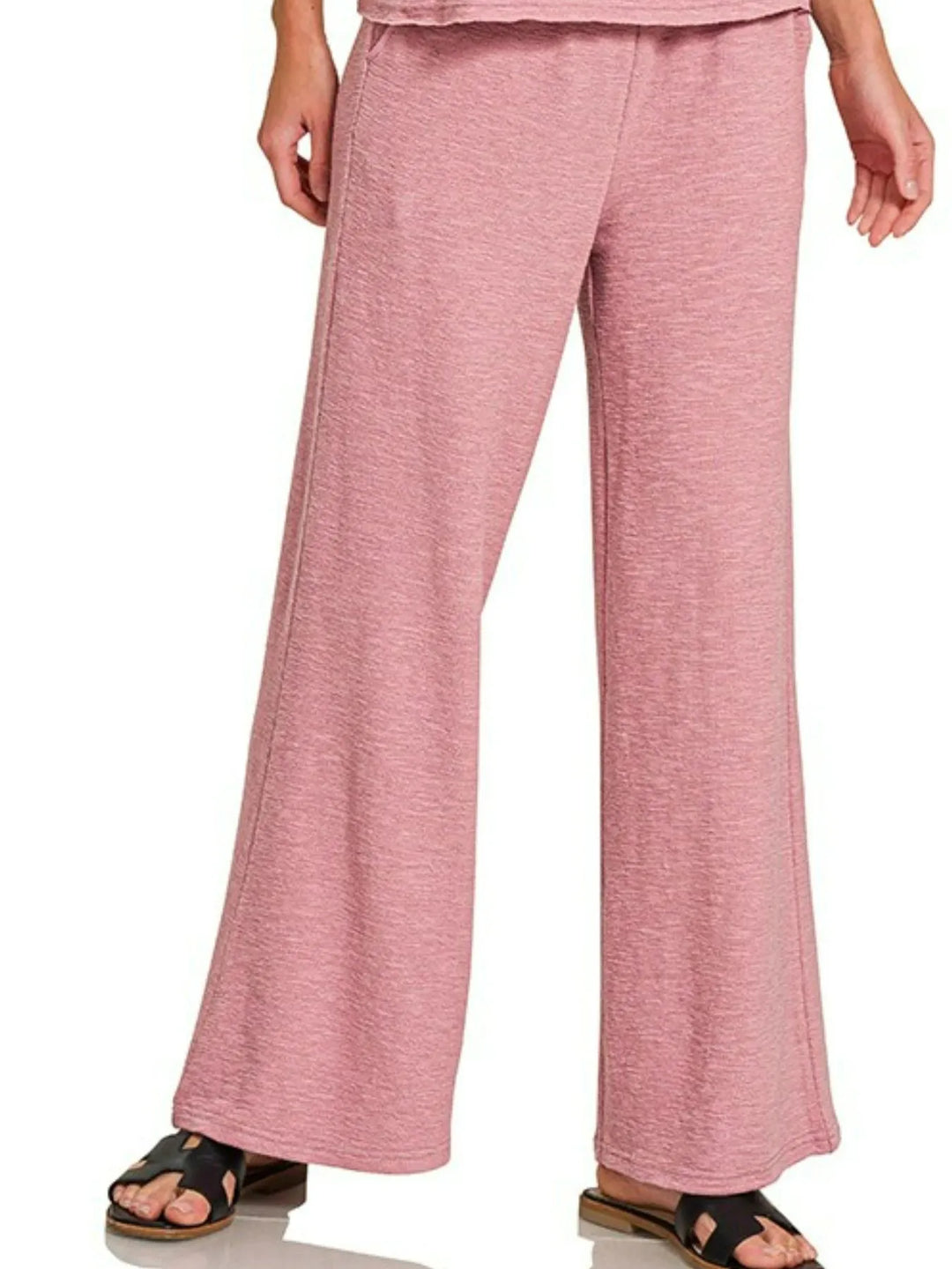 Lt Rose Zenana Cotton Slub Tank And Pants Set