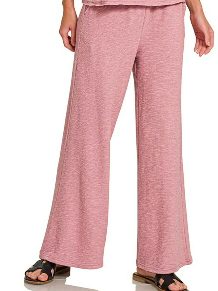 Lt Rose Zenana Cotton Slub Tank And Pants Set