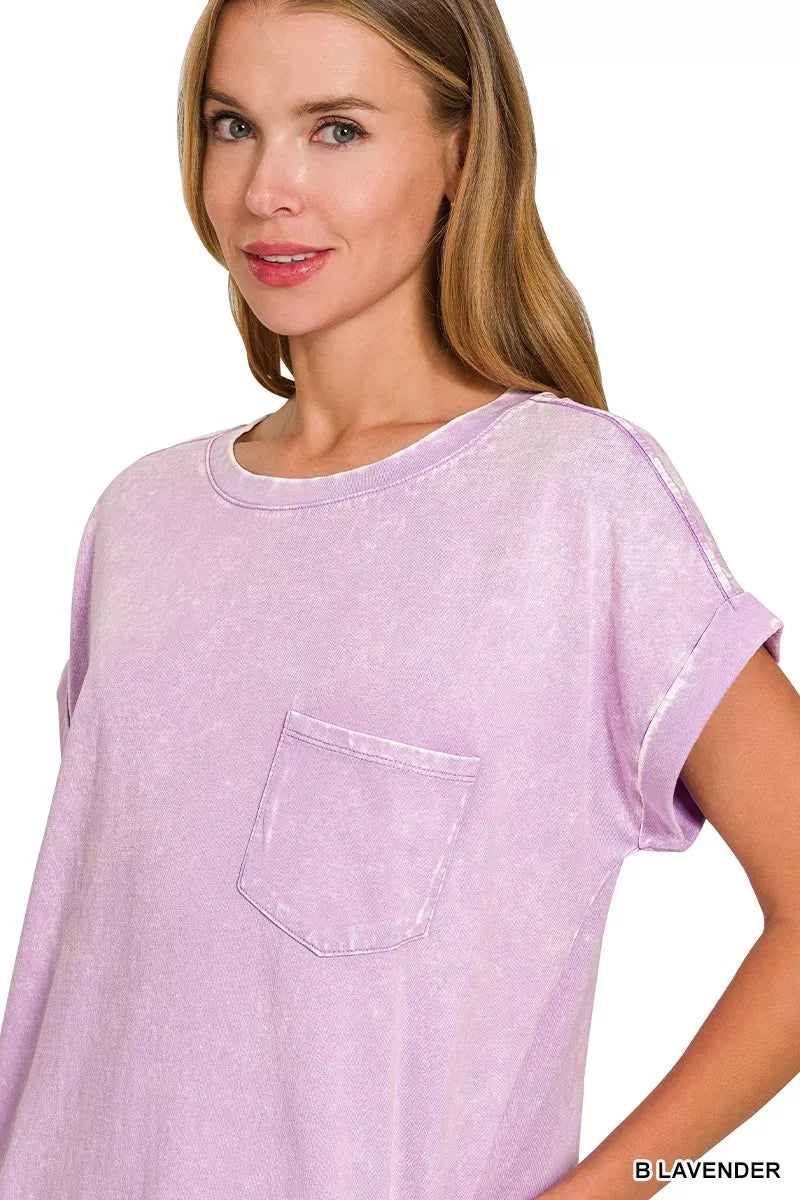B Lavender Zenana Premium Cotton Washed T Shirt Dress 1